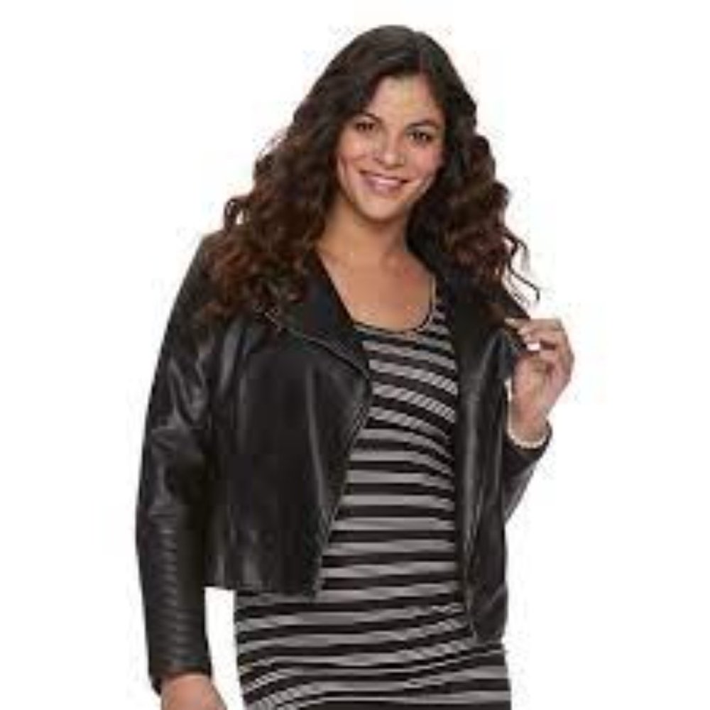 A:Glow | Faux-Leather Moto Jacket Women's Medium